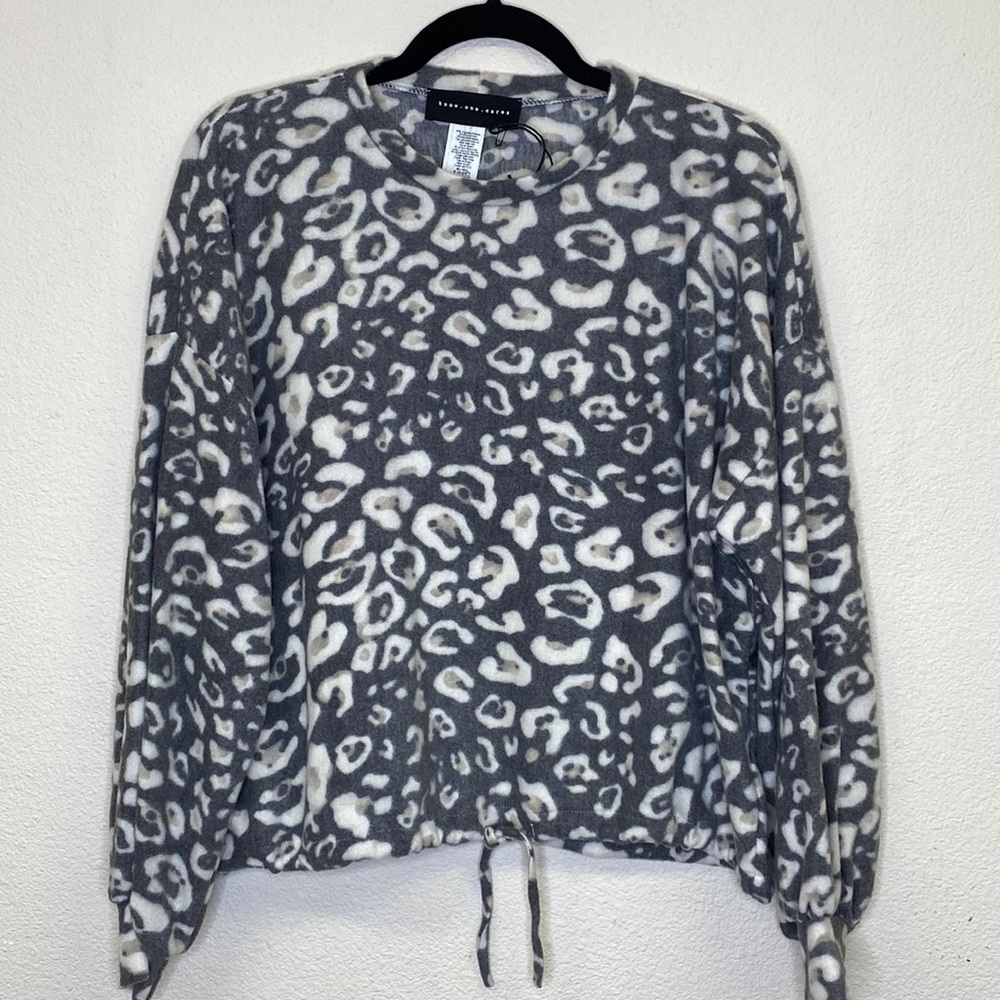 know.one.cares Animal Print Fleece Sweater NWT